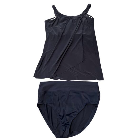 Magicsuit by Miraclesuit Swimwear Tankini Set Top 14DD & Bottom Size 14 Navy - Picture 1 of 11